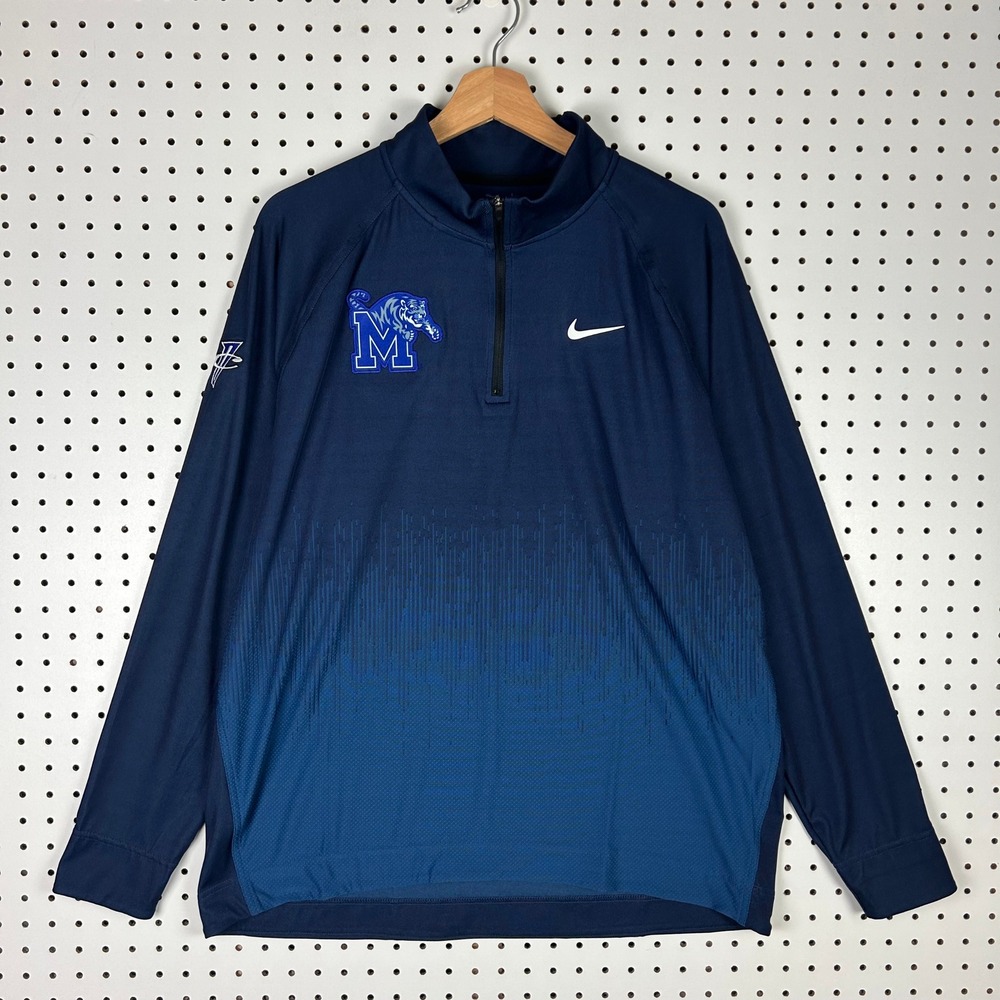 Nike Memphis Tiger 1 Cent Large Quarter Zip Sweater Blue Hardaway Sideline Coach